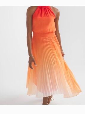 NWOT White House orange pleated dress 10
